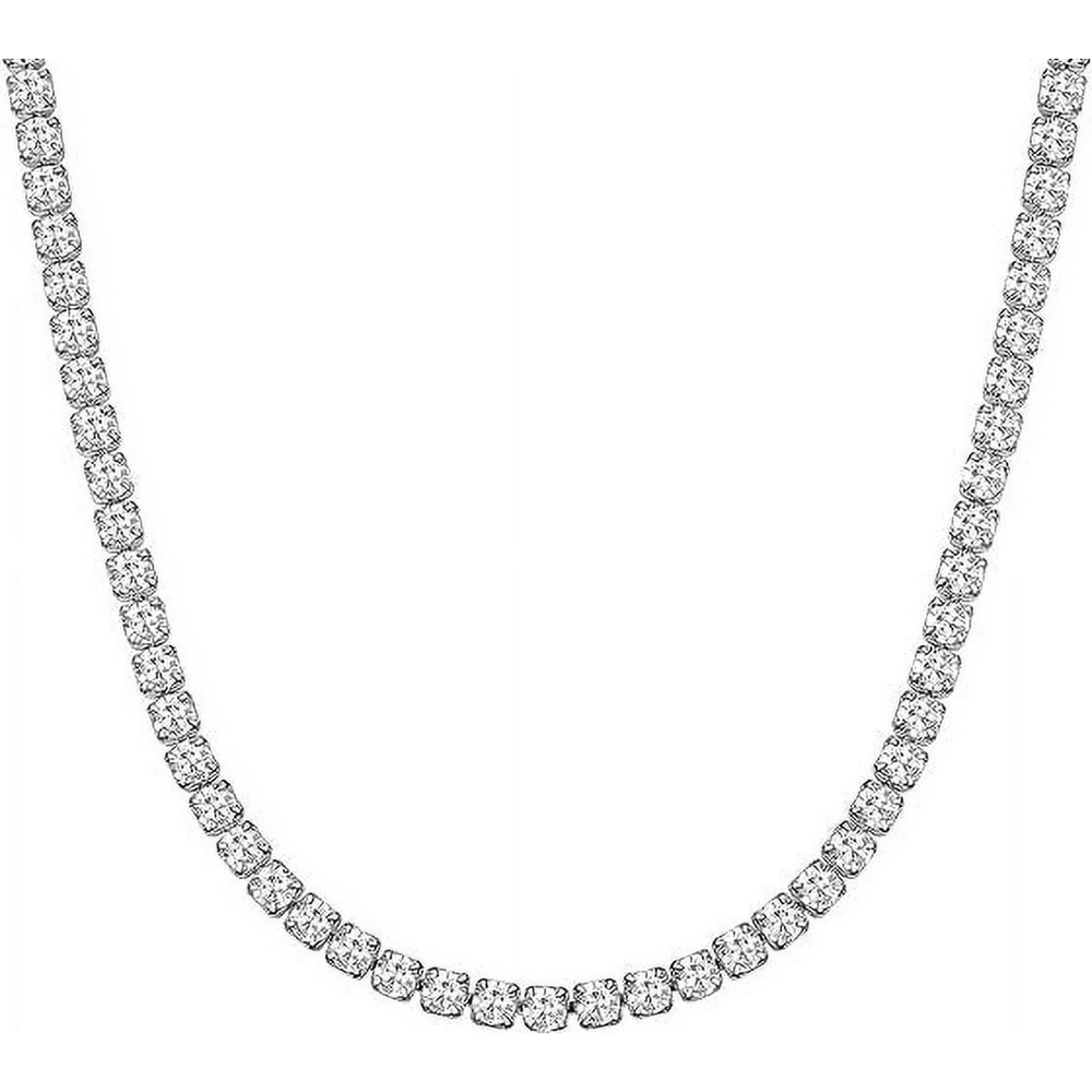 Iced Out Tennis Chain for Women,Stainless Steel 3mm Round Cubic zirconia